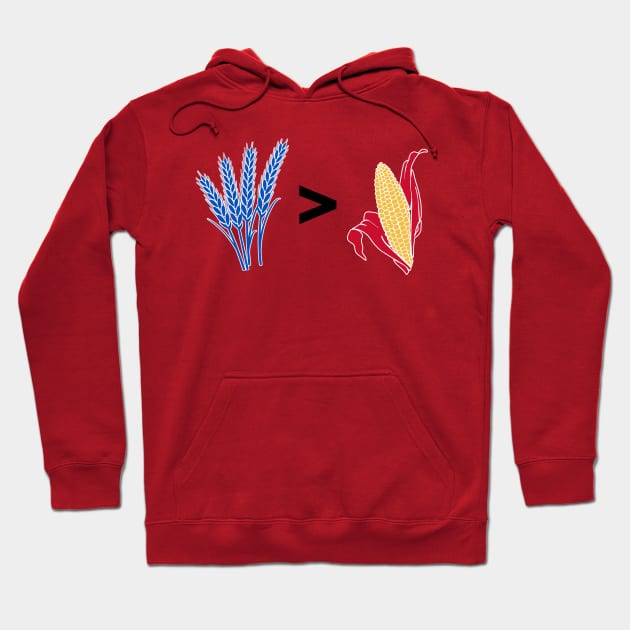 Wheat > Corn Kansas Jayhawks Red Hoodie by Fountain City Designs KC